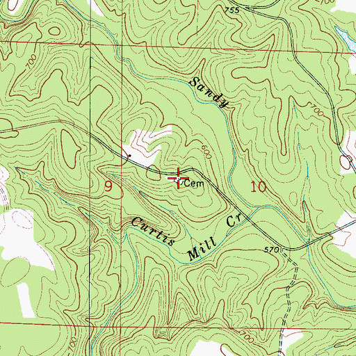 Topographic Map of Curtis Cemetery, AL