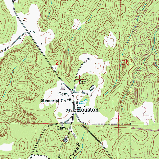 Topographic Map of Houston Union Church, AL