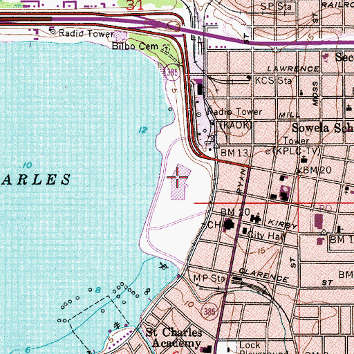 Topographic Map of Lake Charles Civic Center, LA