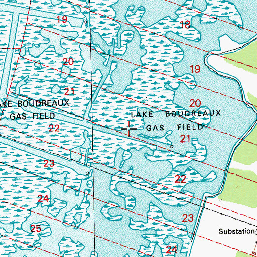 Topographic Map of Lake Boudreaux Gas Field, LA