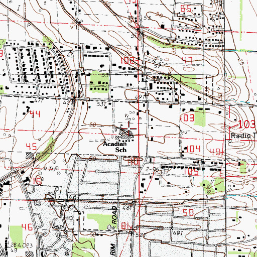 Topographic Map of Acadian Middle School, LA