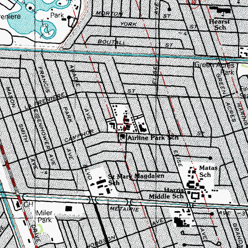 Topographic Map of Airline Park Elementary School, LA