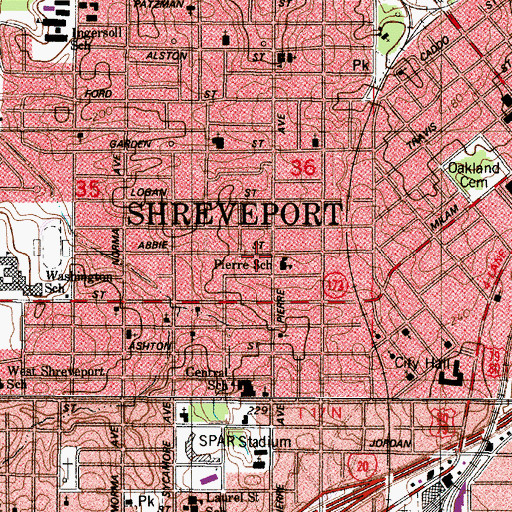 Topographic Map of George P Hendrix Elementary School, LA