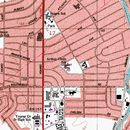 Topographic Map of Arthur Circle Elementary School, LA