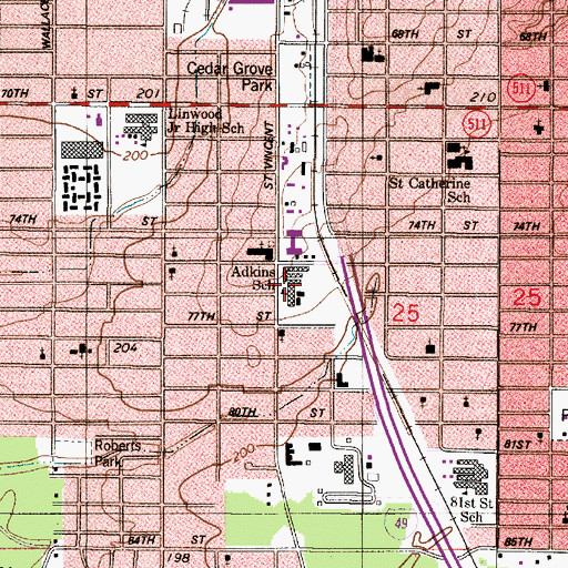 Topographic Map of Atkins Technology Elementary School, LA