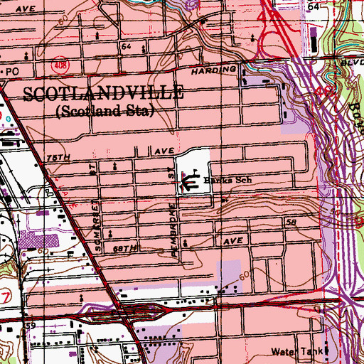 Topographic Map of Banks Elementary School, LA