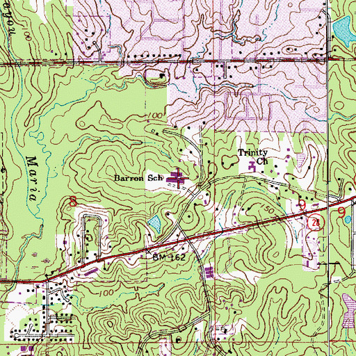 Topographic Map of J I Barron Sr Elementary School, LA