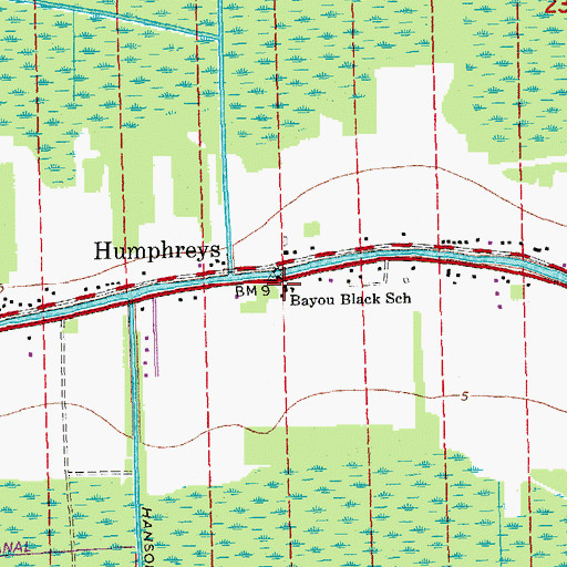 Topographic Map of Bayou Black Elementary School, LA