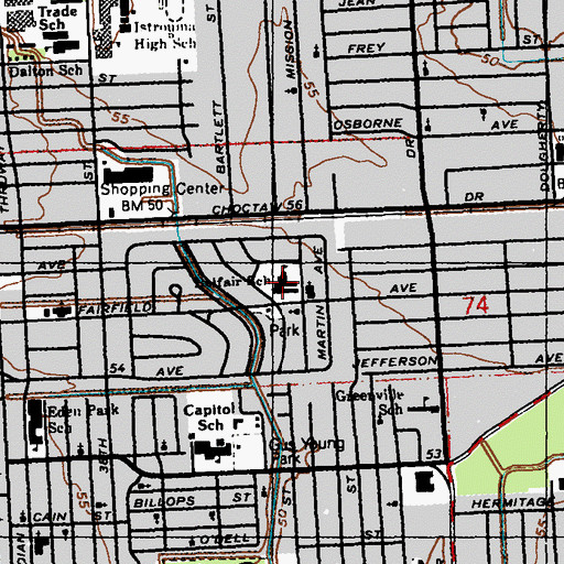 Topographic Map of Belfair Montessori Magnet Elementary School, LA
