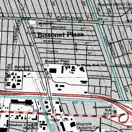 Topographic Map of Bissonet Plaza Elementary School, LA