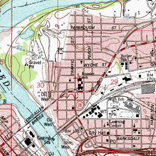 Topographic Map of Bossier Elementary School, LA