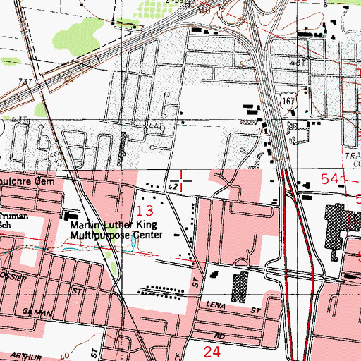 Topographic Map of Alice N Boucher Elementary School, LA