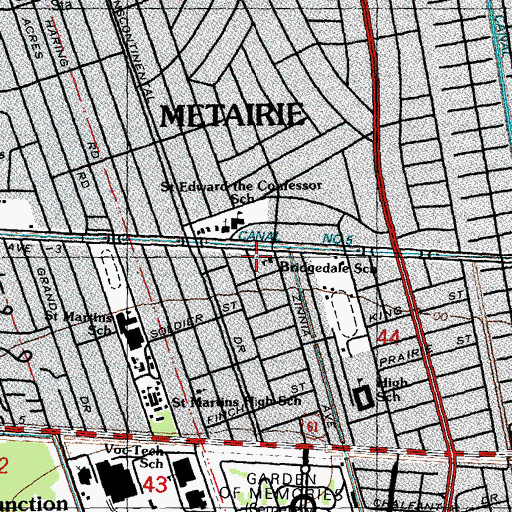 Topographic Map of Bridgedale Elementary School, LA