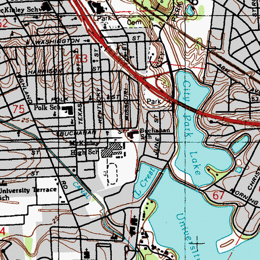 Topographic Map of Buchanan Elementary School, LA