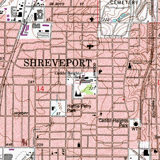 Topographic Map of Caddo Heights Elementary School, LA
