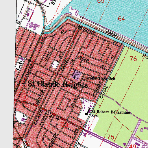 Topographic Map of Carolyn Park School (historical), LA