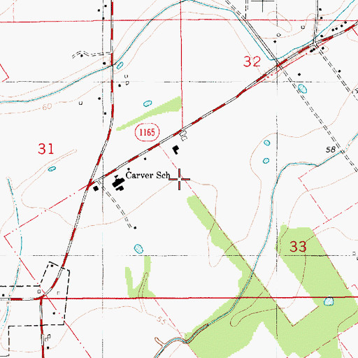 Topographic Map of Carver Elementary School (historical), LA
