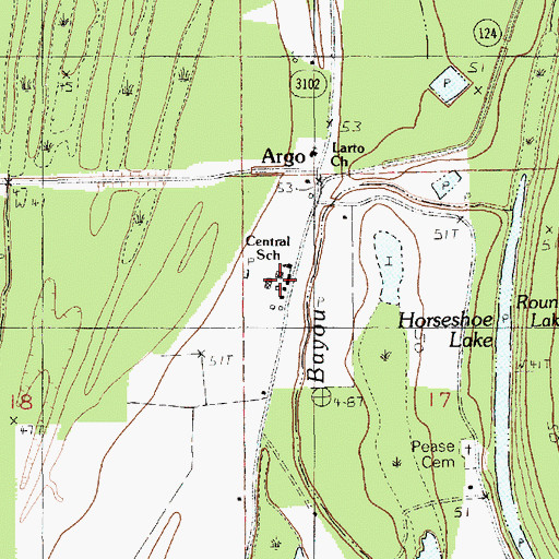 Topographic Map of Central High School, LA