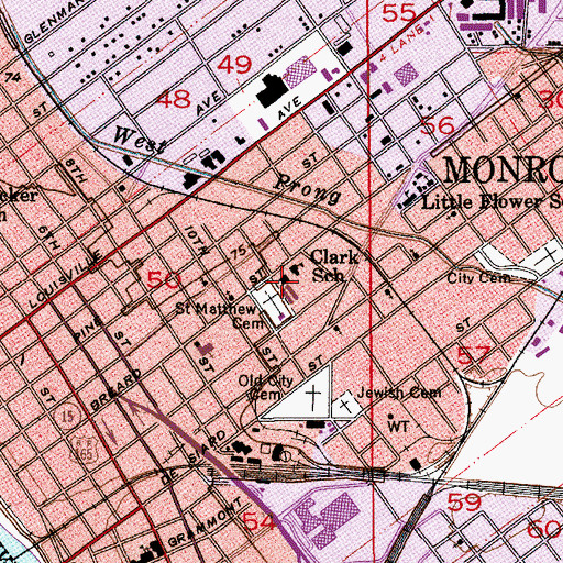 Topographic Map of J S Clark Magnet Elementary School, LA