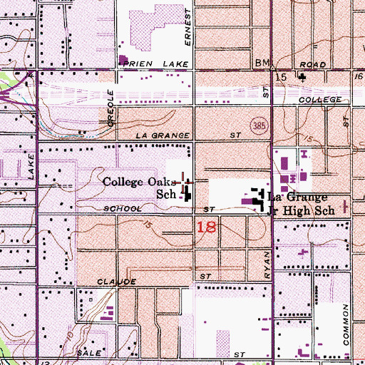 Topographic Map of College Oaks Elementary School, LA