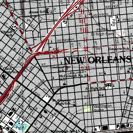 Topographic Map of A P Tureaud Elementary School, LA