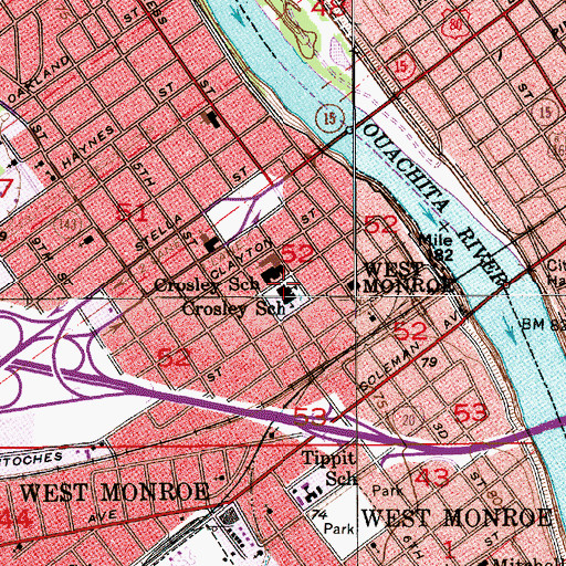 Topographic Map of Crosley Elementary School, LA