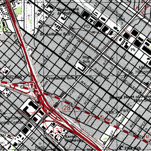 Topographic Map of A D Crossman Esperanza Charter School, LA