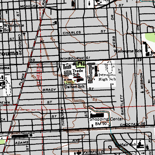 Topographic Map of Dalton Elementary School, LA