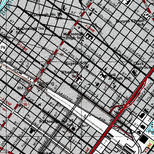 Topographic Map of John Dibert Community School, LA
