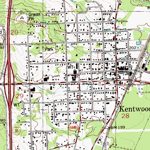 Topographic Map of Kentwood High School, LA