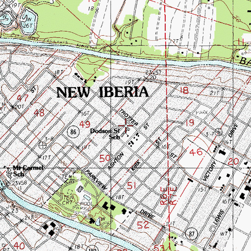 Topographic Map of Dodson Street Elementary School, LA
