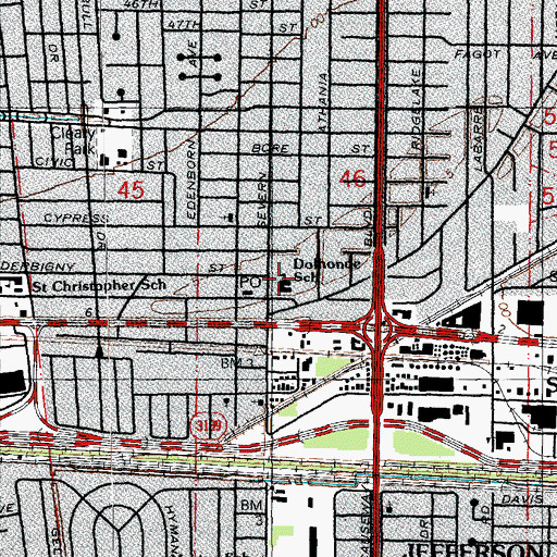 Topographic Map of Ella Dolhonde Elementary School, LA