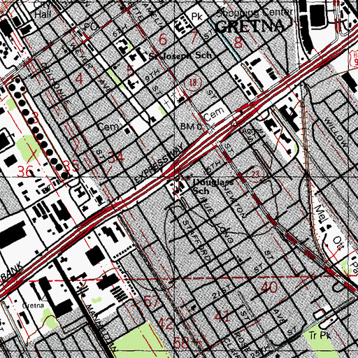 Topographic Map of Frederick Douglass Elementary School, LA