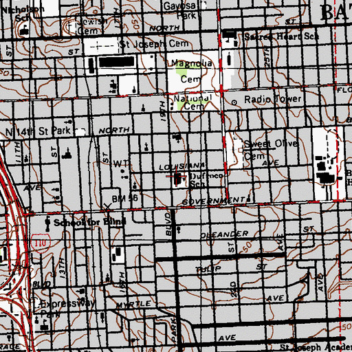 Topographic Map of Dufrocq Montessori Elementary School, LA