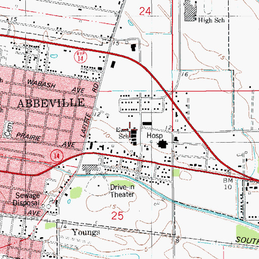 Topographic Map of East Abbeville Elementary School, LA