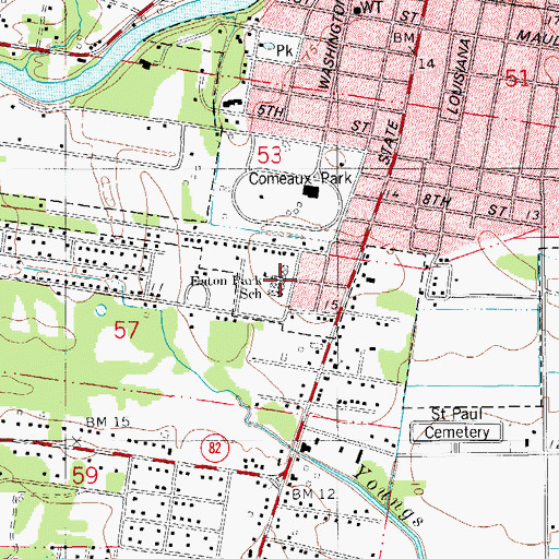 Topographic Map of Eaton Park Elementary School, LA