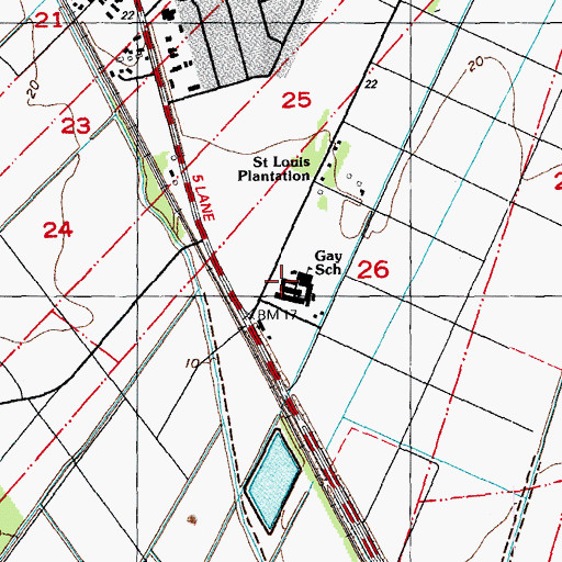 Topographic Map of E J Gay Middle School, LA