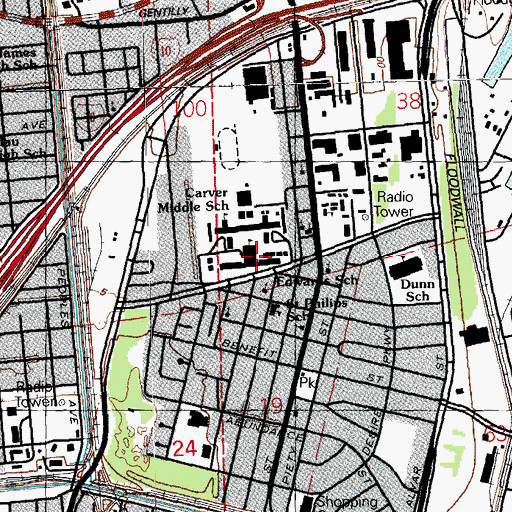 Topographic Map of Helen S Edwards Elementary School (historical), LA