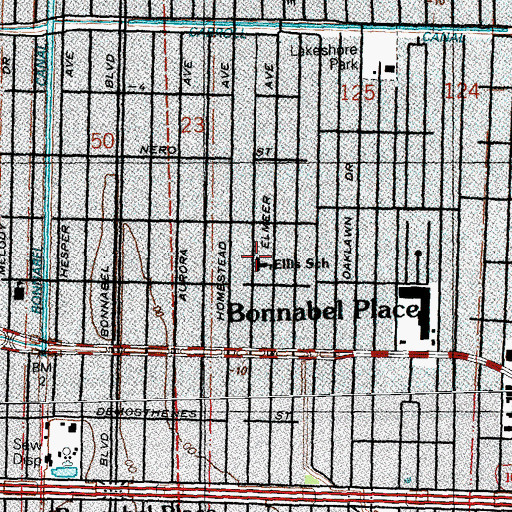 Topographic Map of J C Ellis Elementary School, LA