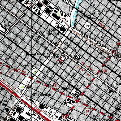 Topographic Map of Fisk - Howard Elementary School (historical), LA