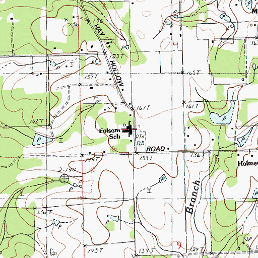 Topographic Map of Folsom Junior High School, LA