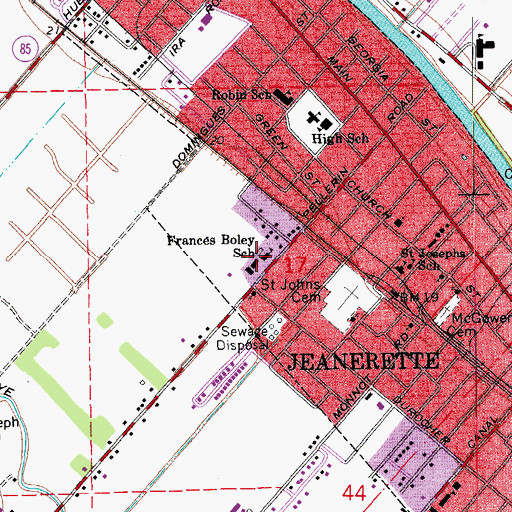 Topographic Map of Francis Boley Junior High School, LA