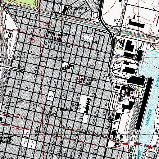 Topographic Map of William Frantz, Elementary School (historical), LA