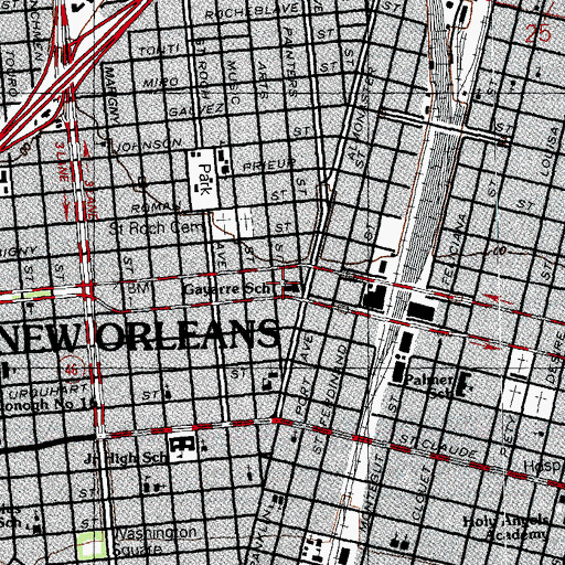 Topographic Map of Oretha Castle Haley Elementary School (historical), LA