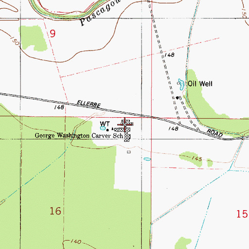Topographic Map of George Washington Carver Primary School (historical), LA