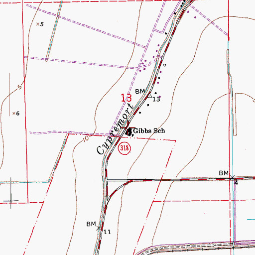 Topographic Map of Thomas Gibbs Elementary School, LA