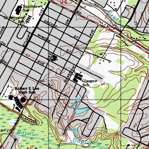 Topographic Map of Glasgow Middle School, LA