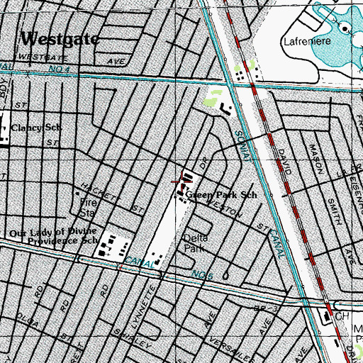 Topographic Map of Green Park Elementary School, LA