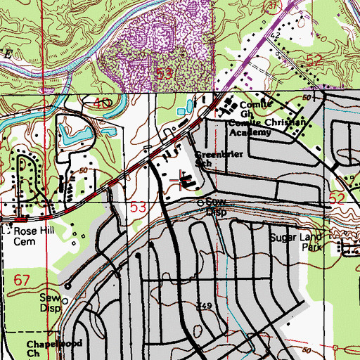 Topographic Map of Greenbrier Elementary School, LA