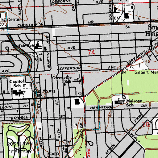 Topographic Map of Greenville Superintendent's Academy, LA